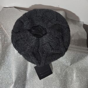 Women's Cozy Dark Grey Knit Beret